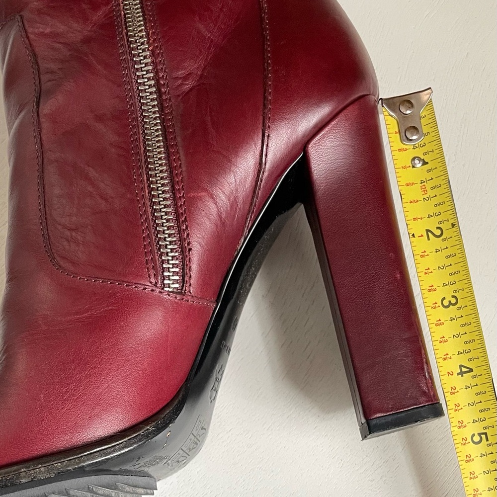 LANVIN Paris Burgundy Wine Leather Knee High Heel Boots 40 10 Worn Once RARE! - Picture 15 of 15